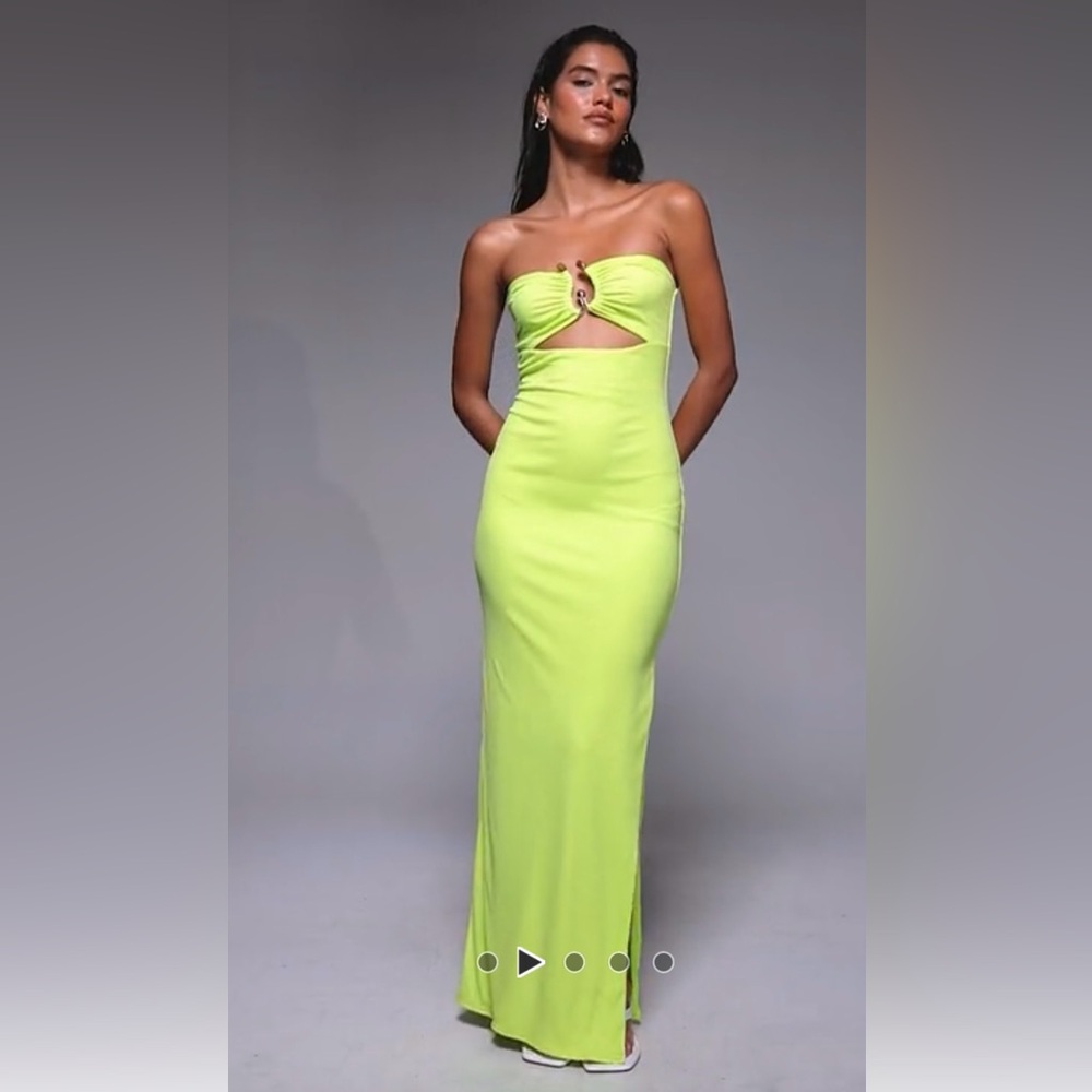 Kaii Neon Green Strapless Dress